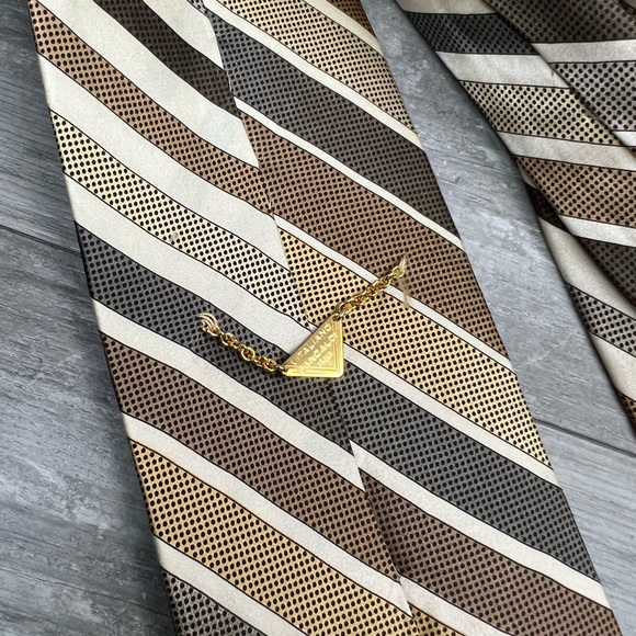 Vitaliano Pancaldi White, Grey, Gold & Taupe Stripe Tie - Picture 3 of 6